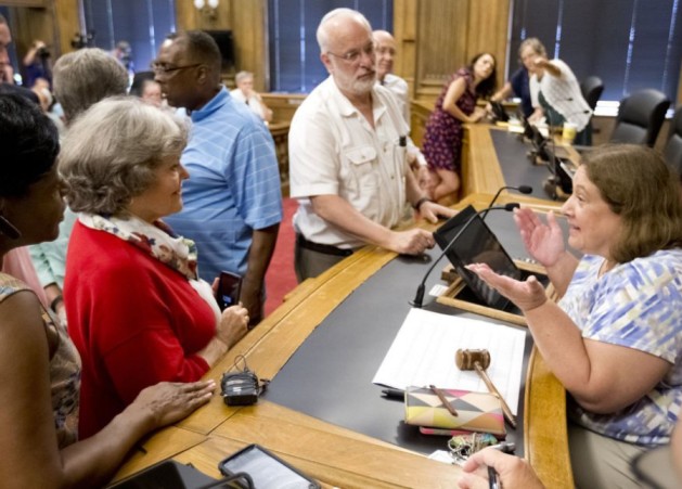 Seniors at a community meeting